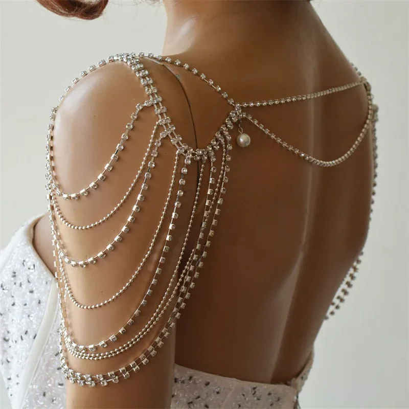 Bridal Multilayer Rhinestone Shawl Chain Ladies Style Fashion Super Sparkling Crystal Tassel Pearl Pendant Shoulder Chain
Bridal Multilayer Rhinestone Shawl Chain Ladies Style Fashion Super Sparkling Crystal Tassel Pearl Pendant Shoulder Chain