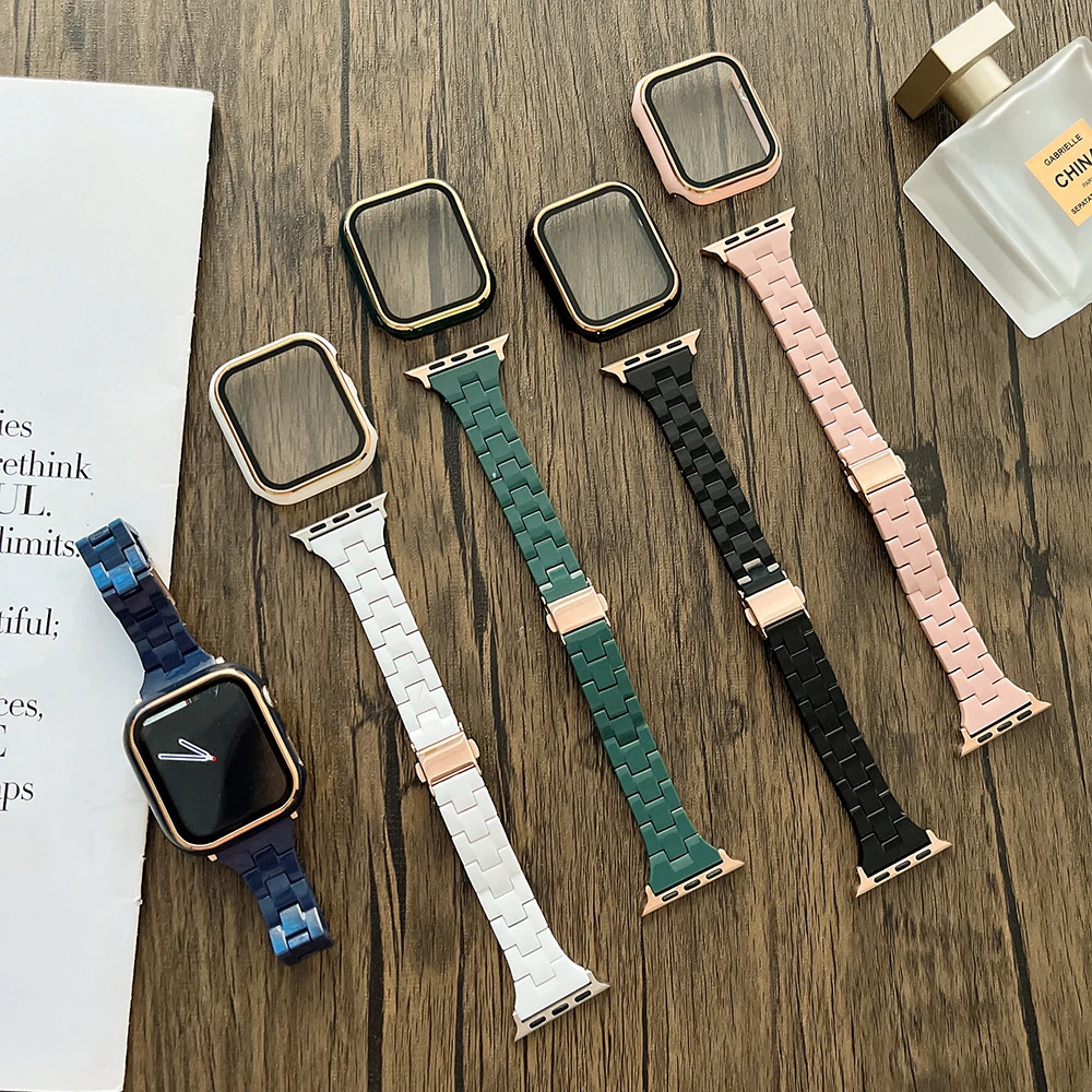 Resin Strap+Case For Apple Watch 45mm 41mm 44mm 42mm 40mm 38mm Women Replacement Bracelet Wristband For iWatch 8 7 65432SE Cover
Resin Strap+Case For Apple Watch 45mm 41mm 44mm 42mm 40mm 38mm Women Replacement Bracelet Wristband For iWatch 8 7 65432SE Cover