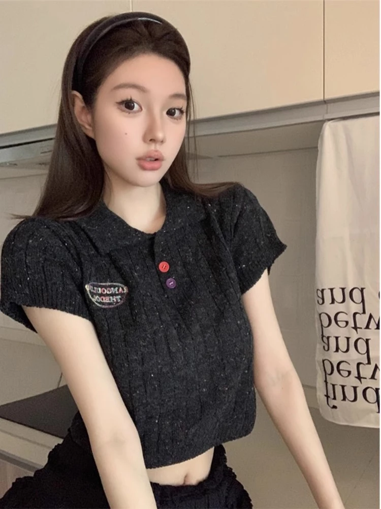 Spring Short T Sleeve Women's Tops POLO Collar Sweet Spice T-Shirt Women's Summer New Slim Positive Shoulder y2k Tops
Spring Short T Sleeve Women's Tops POLO Collar Sweet Spice T-Shirt Women's Summer New Slim Positive Shoulder y2k Tops
