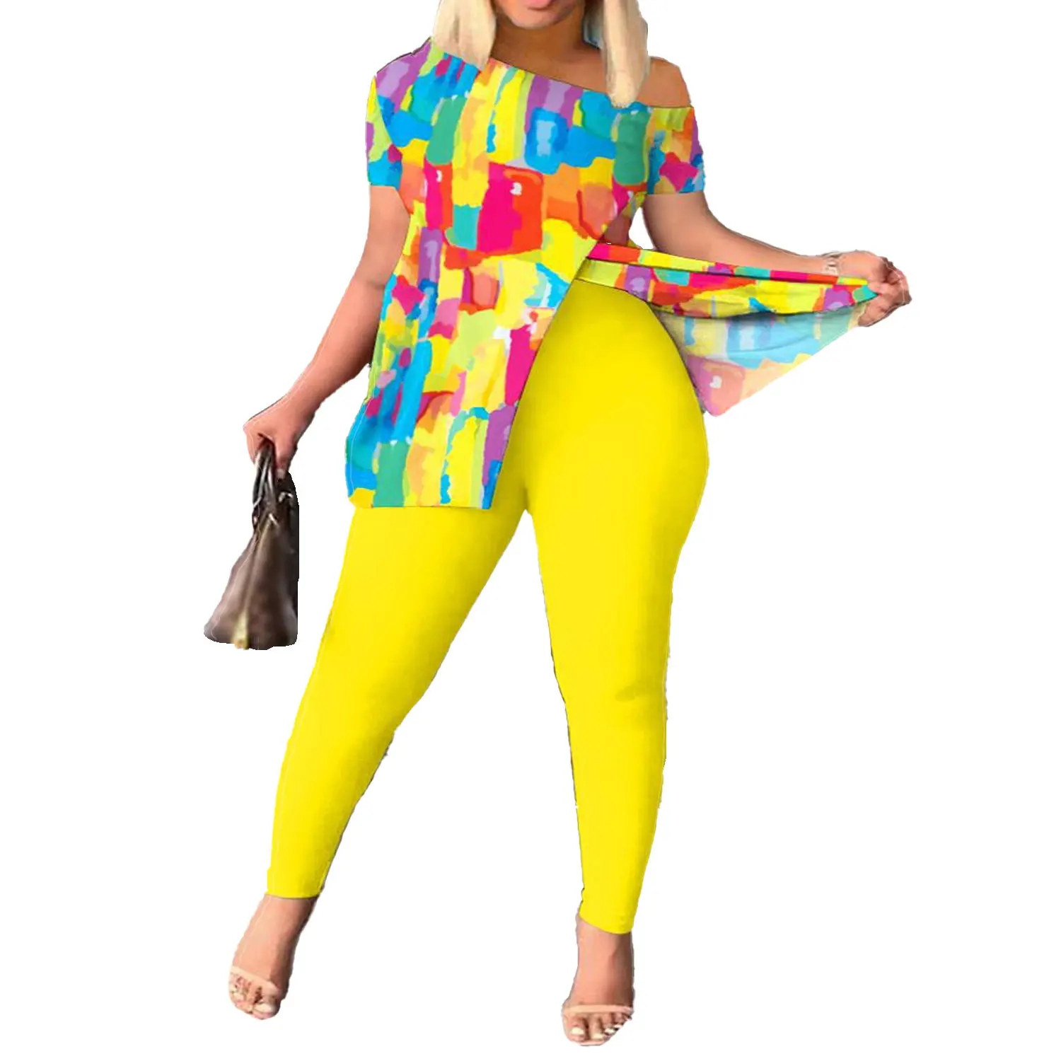 African Clothes for Women Summer Fashion Style African Women Short Sleeve Polyester Print 2 Pieces Top Long Pant Matching Sets 
African Clothes for Women Summer Fashion Style African Women Short Sleeve Polyester Print 2 Pieces Top Long Pant Matching Sets