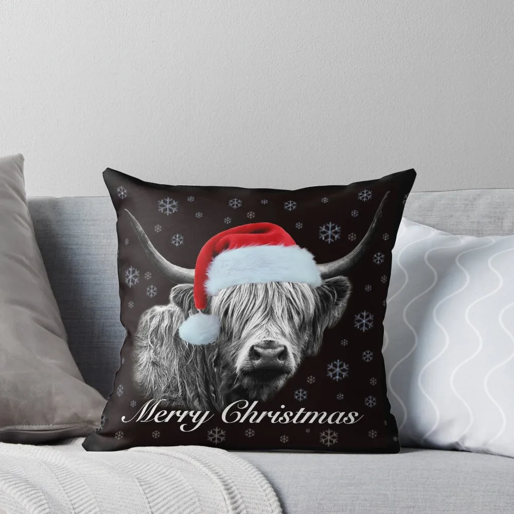 

Christmas Highland Cow Throw Pillow Embroidered Cushion Cover Cushion Child Decorative Cushions For Luxury Sofa sleeping pillows