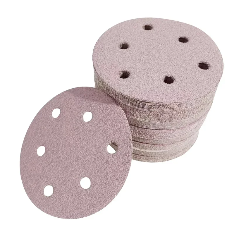 

Purple 5 Inch 6 Hole 125mm Dry Abrasive Paper Car Paint Polishing Flocking Round Abrasive Ceramic Sandpaper Sanding Discs