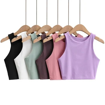 Summer Fashion Women Sexy Slim Tops O-neck Sleeveless Double Nylon Ladies Good Quality Tank Tops 6 Colors