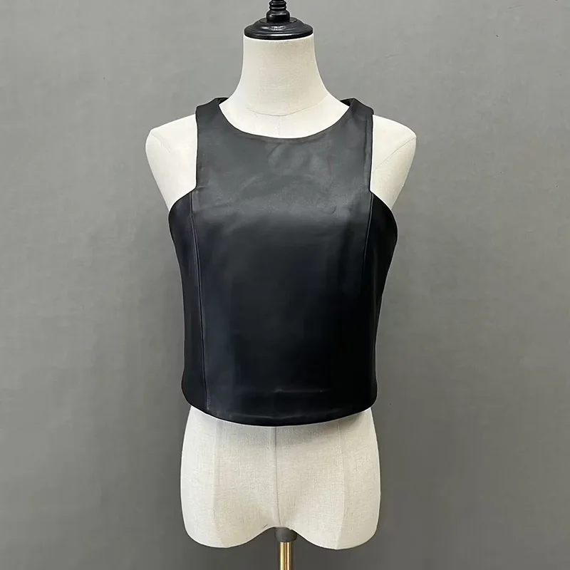 2023 Women's Real Sheepskin Leather Vest Spring Autumn Luxury Waistcoat Lady Fashion Streetwear Gilet Zipper TF5537
2023 Women's Real Sheepskin Leather Vest Spring Autumn Luxury Waistcoat Lady Fashion Streetwear Gilet Zipper TF5537