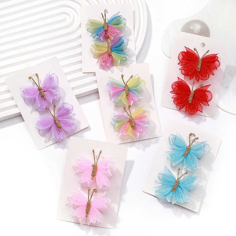 2pcs/set Cute Gauze Butterfly Hair Clip Gradient Hairpins with Gold Accessories Headwear Girl Children Baby Hair Accessories
2pcs/set Cute Gauze Butterfly Hair Clip Gradient Hairpins with Gold Accessories Headwear Girl Children Baby Hair Accessories