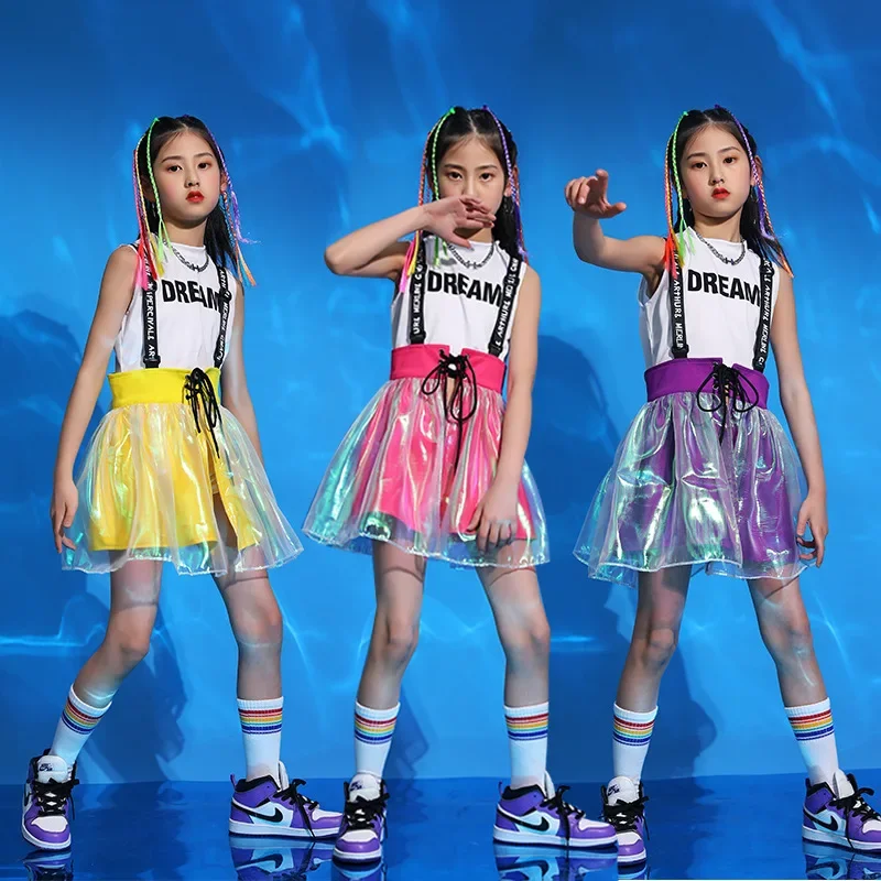 

Summer New Girls Jazz Dance Costumes Children Hip Hop Catwalk Fashion Clothes Girls Cheerleading Costumes Rave Clothes