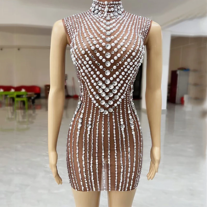 Full Pearls Rhinestones Party Dress Women Mesh Celebrate Evening Dresses Stage Festival Outfit Singer Dancer Costume XS6840
Full Pearls Rhinestones Party Dress Women Mesh Celebrate Evening Dresses Stage Festival Outfit Singer Dancer Costume XS6840