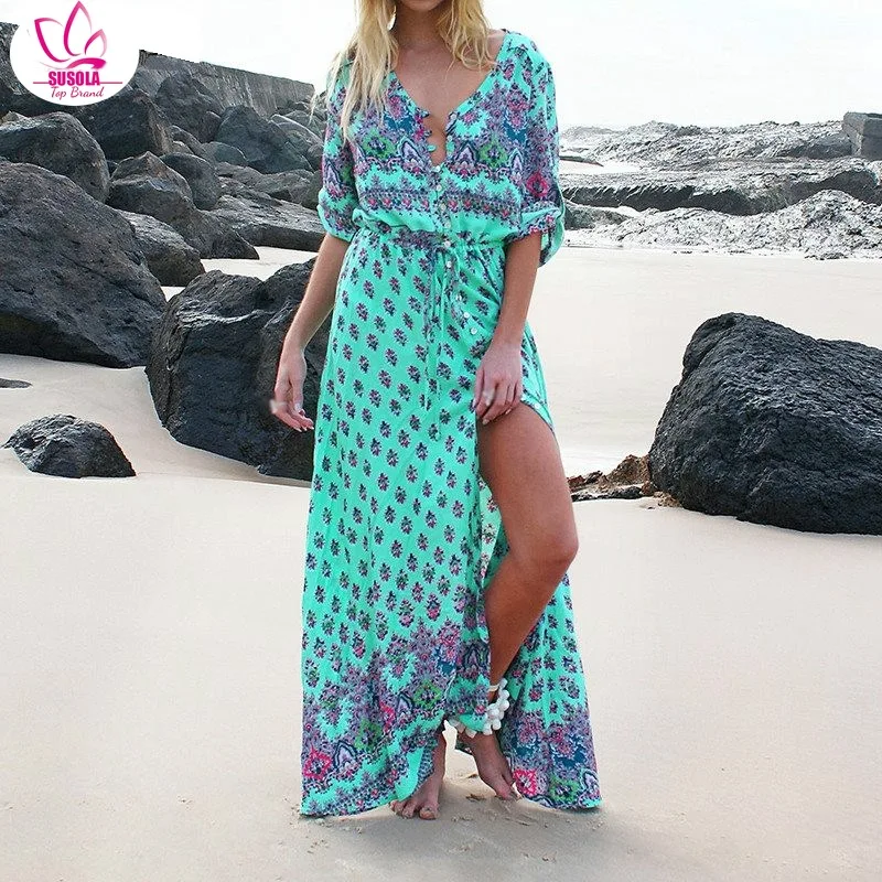 SUSOLA Bohemian Printing Beach Dress Long Sleeve Hippie Chic Long Maxi Holiday Dress One Size Bandage Dresses Vacation Vestidos
SUSOLA Bohemian Printing Beach Dress Long Sleeve Hippie Chic Long Maxi Holiday Dress One Size Bandage Dresses Vacation Vestidos