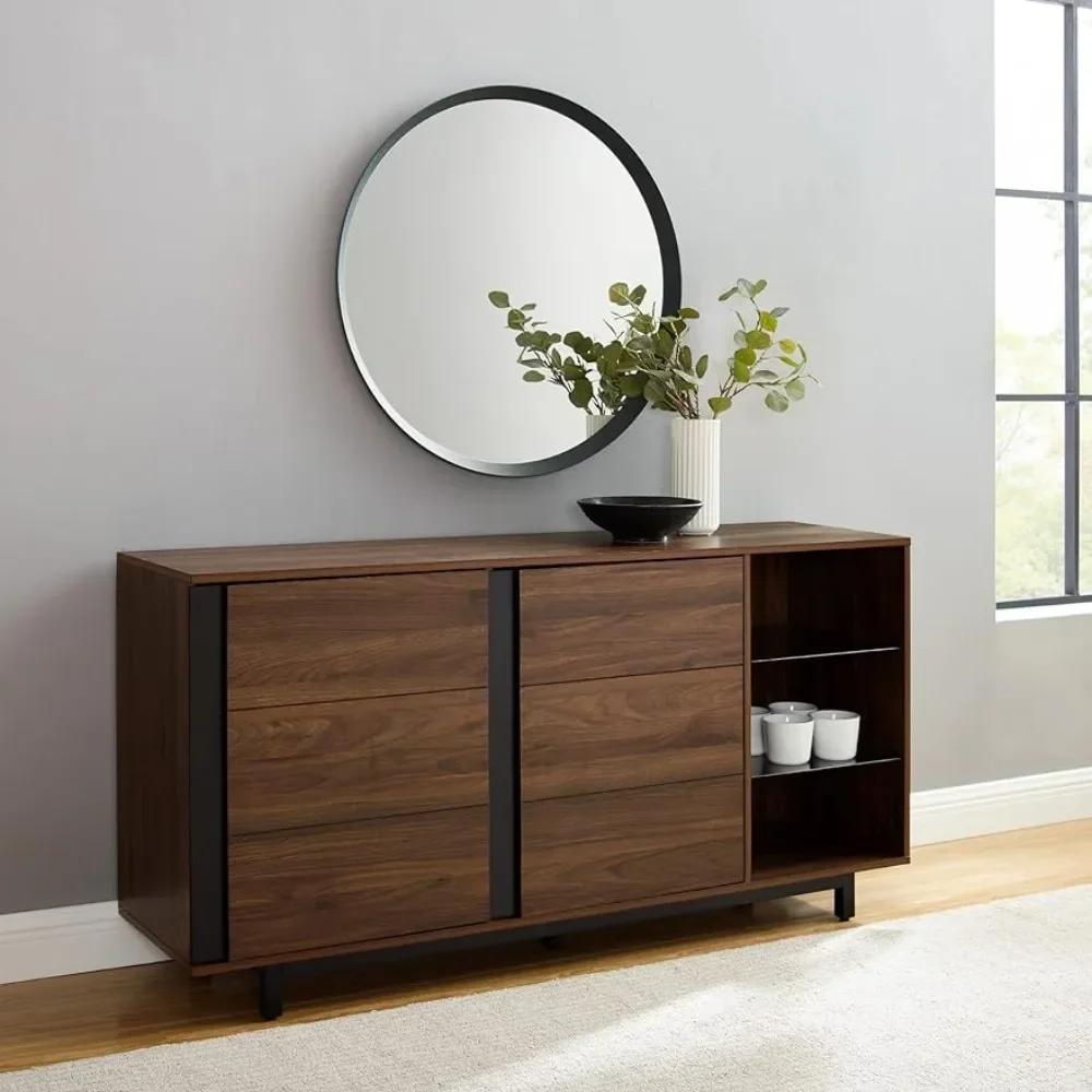 Walker Edison Luca Contemporary Metal and Wood 2 Door Sideboard with Glass Shelving, 60 Inch, Dark Walnut
Walker Edison Luca Contemporary Metal and Wood 2 Door Sideboard with Glass Shelving, 60 Inch, Dark Walnut