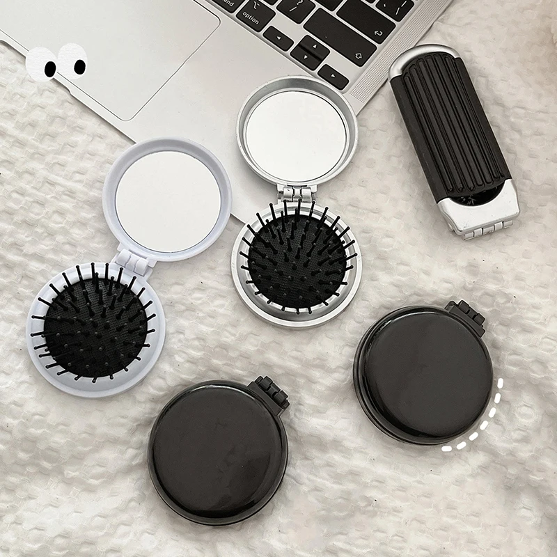 

Mini Hairbrus Folding Massage Comb Head Massage Anti-Static Portable Travel Hair Brush Girl Hair Combs With Mirror