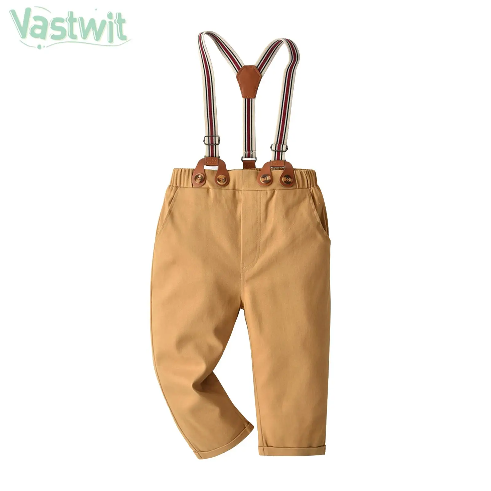 

Toddler Boys Gentlemen Trouser Preppy Style Suspenders Pants Solid Color Casual Overalls for Christening Wedding Birthday Party