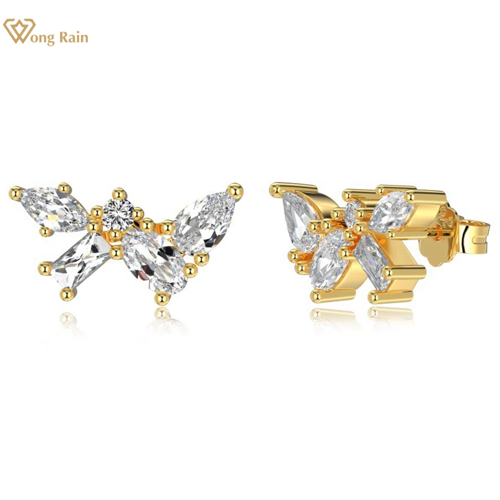 

Wong Rain 18K Gold Plated 925 Sterling Silver Lab Sapphire Gemstone Sparkling Ear Stud Earrings for Women Fine Jewelry Wholesale