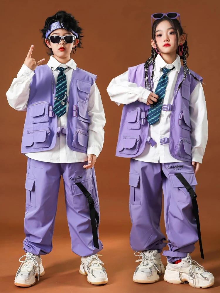 2023 New Ballroom Hip Hop Dance Costumes For Kids Purple Looe Vest Hiphop Suit Girls Boys Jazz Performance Stage Wear DQS14861 
2023 New Ballroom Hip Hop Dance Costumes For Kids Purple Looe Vest Hiphop Suit Girls Boys Jazz Performance Stage Wear DQS14861