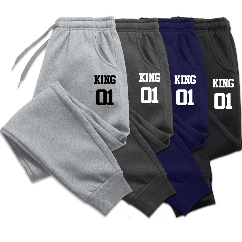 

Men's Casual Pants with Pockets Autumn Winter Fleece Trousers Drawstring Everyday Polyester Pants Gym Jogger Sweatpants