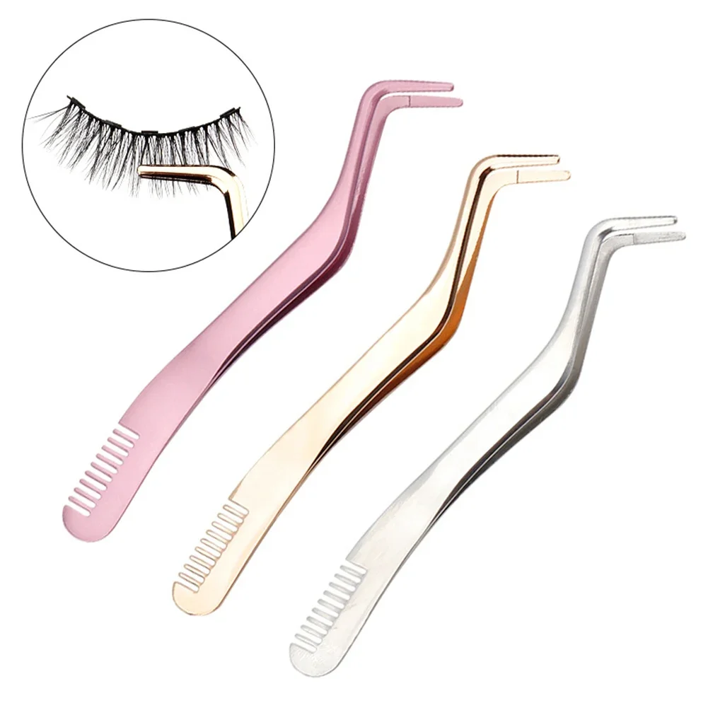 

1 Pc Professional Eyelash Comb Tweezers Stainless Steel Anti-Static Non-Magnetic Pincet Lashes Extension Tweezers Makeup Tools