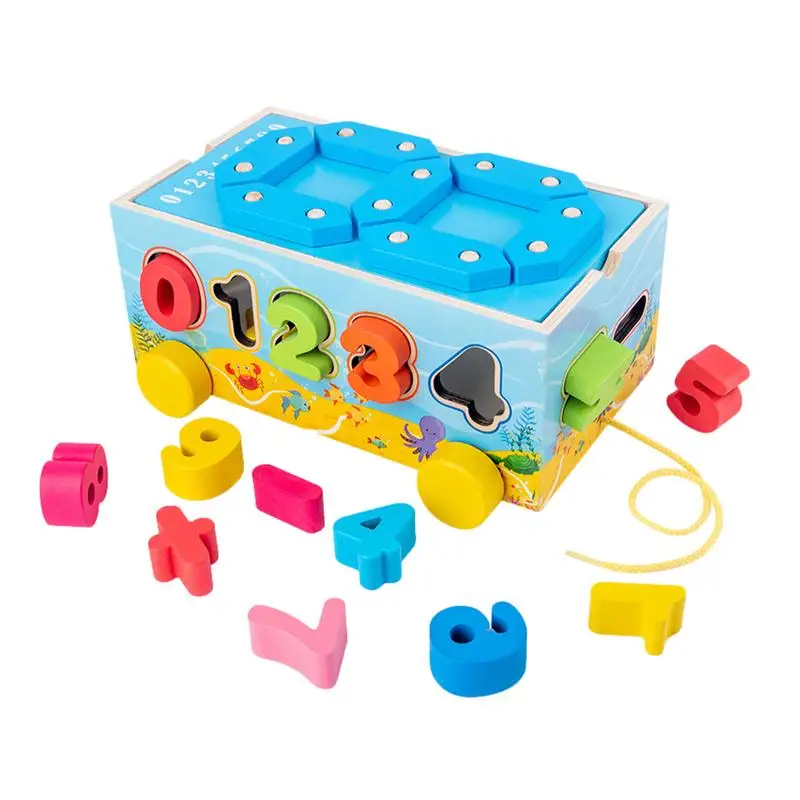 

Детские игрушки-сортировщики в форме цифр, деревянные игрушки, вытягивающиеся вдоль автомобиля в форме сортировщика, подходящие блоки в коробке, Интеллектуальный обучающий Монтессори