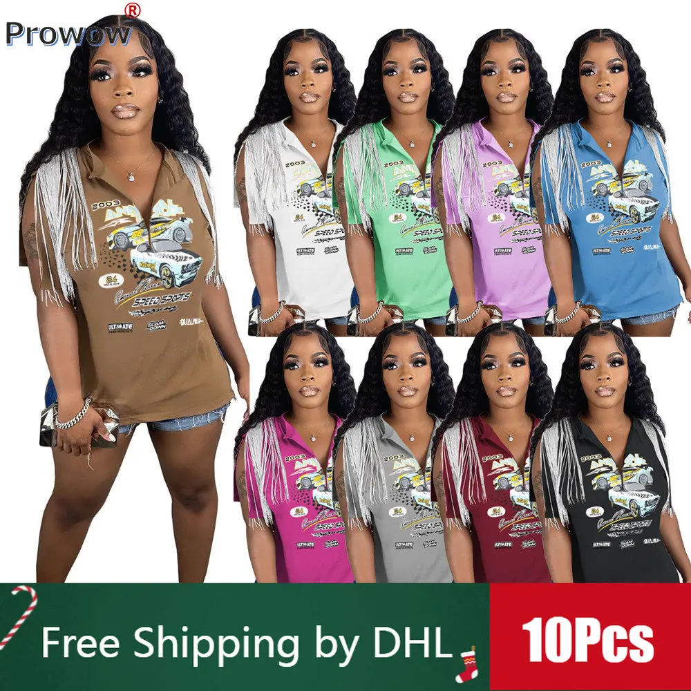10Pcs Bulk Printing Ladies Shirt Designer Sexy Streetwear Tassle Split Women Top 2023 Summer Casual Sports Blouse Wholesale 9556
10Pcs Bulk Printing Ladies Shirt Designer Sexy Streetwear Tassle Split Women Top 2023 Summer Casual Sports Blouse Wholesale 9556