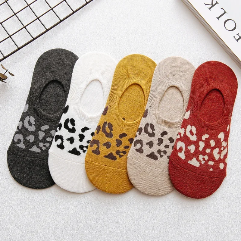 

Fashion trend Summer New shallow mouth invisible Ankle boat socks Korean leopard socks women silicone non-slip Cotton socks