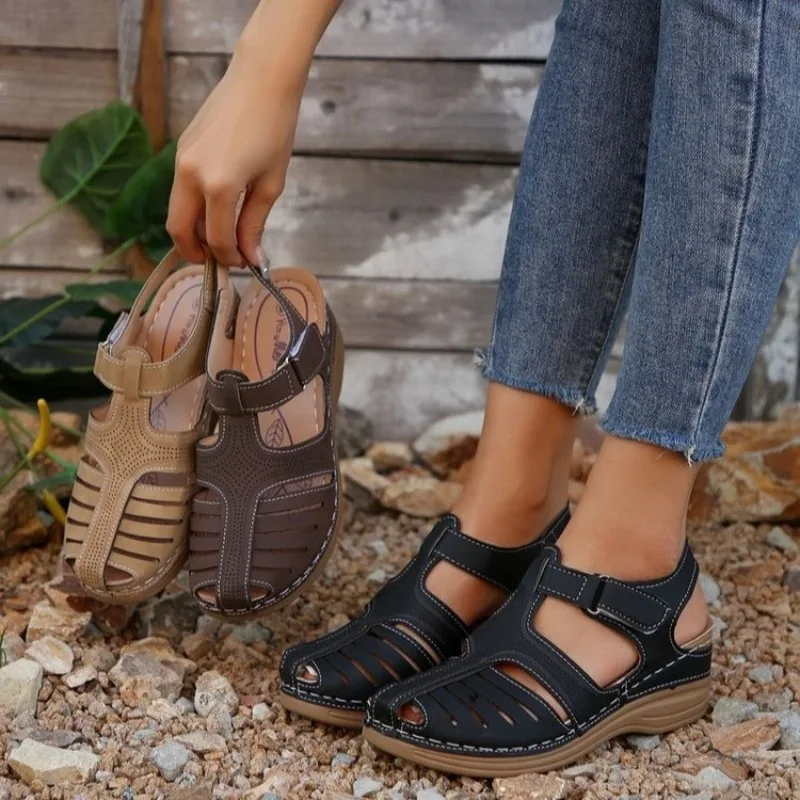 

2024New Women Sandals Premium Orthopedic Bunion Corrector Flats Casual Soft Sole Beach Wedge Vulcanized Shoes Fashion Plus Size