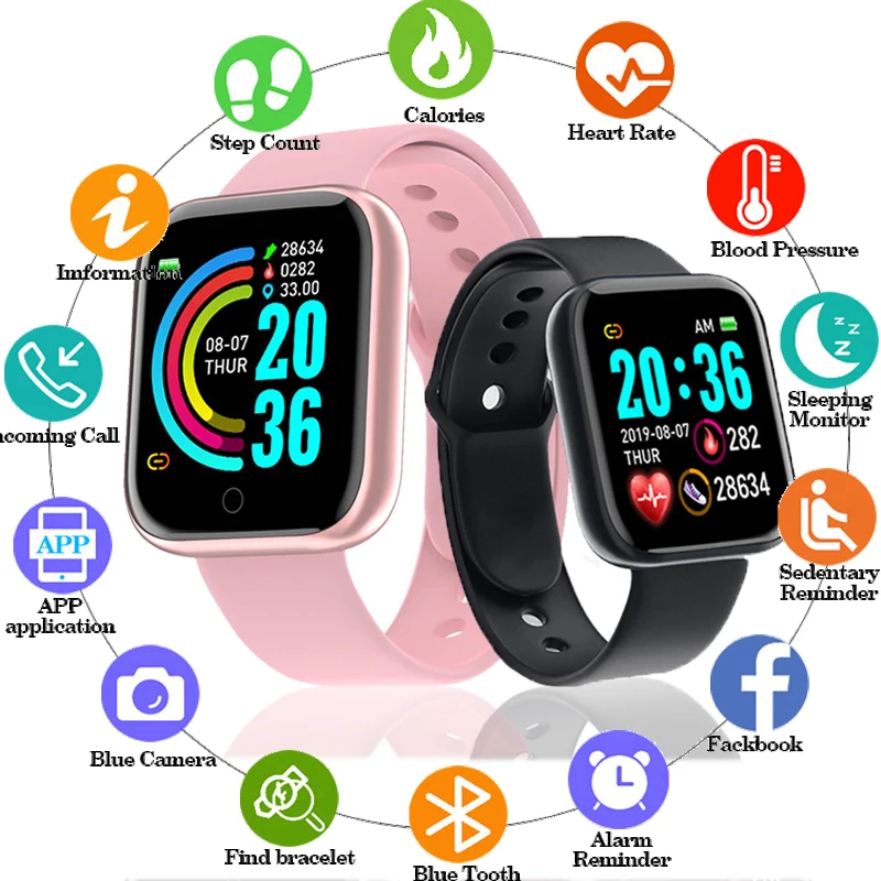 

D20Pro Smart Watch Men Women Fitness Tracker Watch Sport Heart Rate Blood Pressure Monitor Waterproof Smartwatch For Android ios