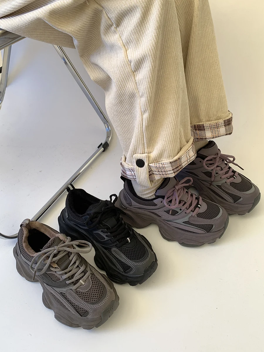 

Женские кроссовки на толстой резиновой подошве, теннисные туфли на платформе, повседневная обувь для тренировок, со шнуровкой, весна-лето 2023