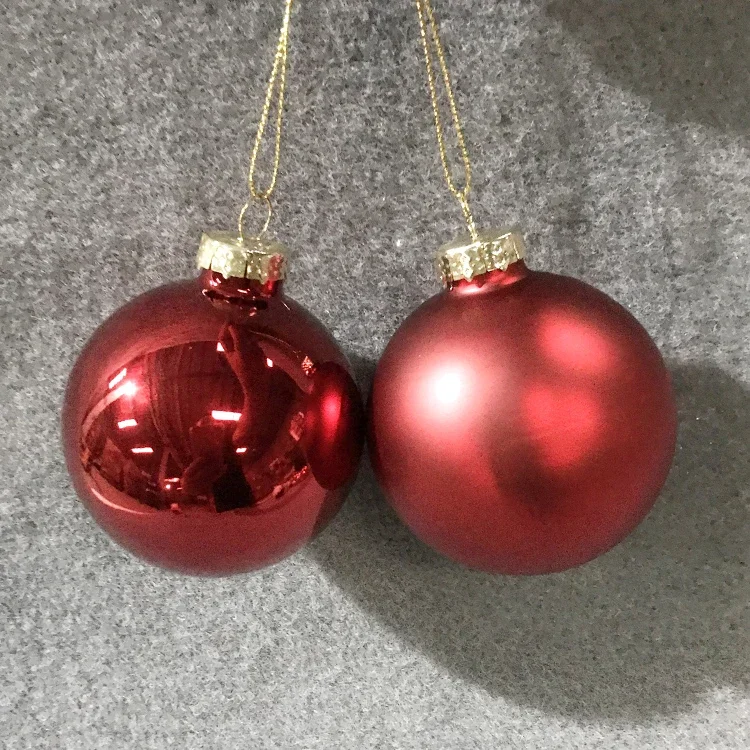 

Christmas tree decoration glass creative pendant vibrato gift foreign trade export 6.5cm pure red ball
