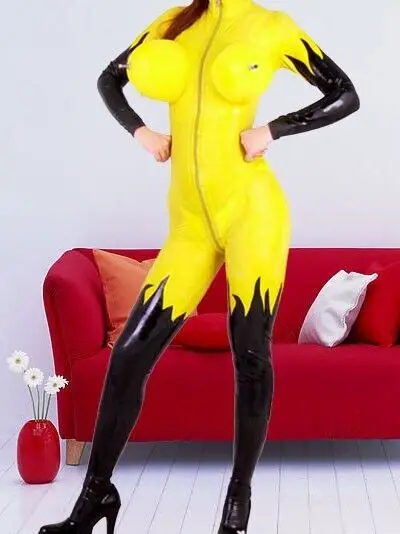 

Fetishism Latex Rubber Catsuit Cosplay Inflatable-Bust-Bodysuit Tights Suit Halloween Manual customization