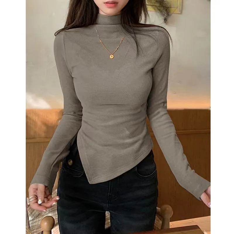 Women's Autumn Winter Fashion Elegant Solid Color Pullover Half High Neck Casual Versatile Long Sleeve Irregular Fit Bottom Tops
Women's Autumn Winter Fashion Elegant Solid Color Pullover Half High Neck Casual Versatile Long Sleeve Irregular Fit Bottom Tops