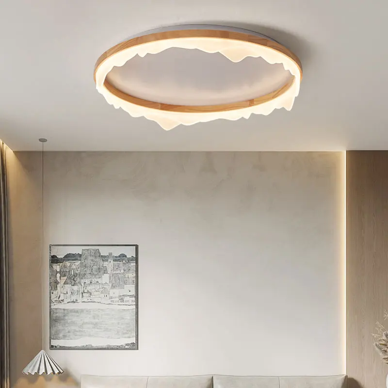 

Wood Ceiling Lamp For Bedroom Living Room Modern Interior Home Decor Study Kitchen Loft Smart Chandelier Led Rings Light Fixture