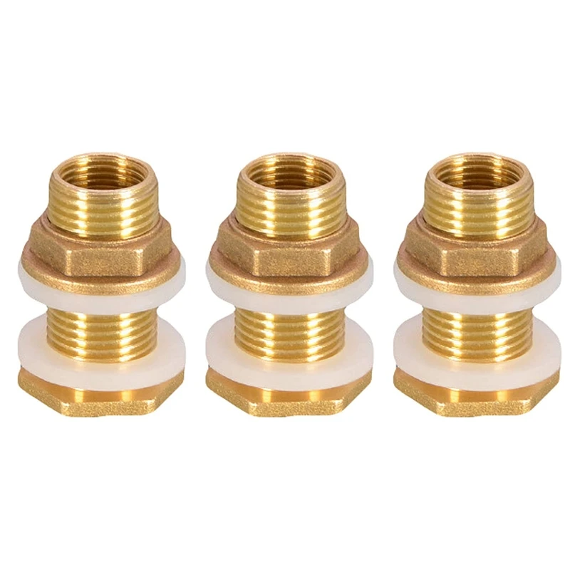 Solid Brass Bulkhead Fitting, 3 Sets 3/8 Inch Female 1/2 Inch Male Solid Brass Water Tank Connector Threaded With Ring
Solid Brass Bulkhead Fitting, 3 Sets 3/8 Inch Female 1/2 Inch Male Solid Brass Water Tank Connector Threaded With Ring