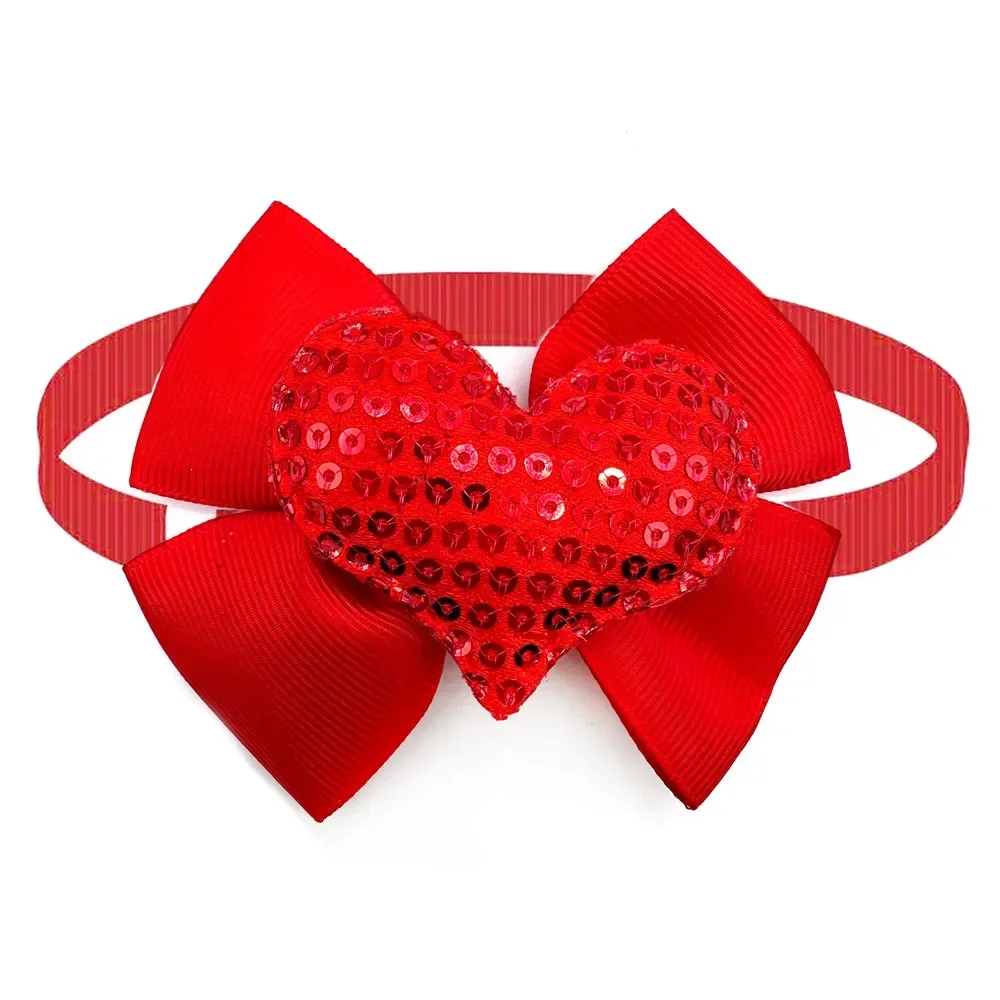 

Small Heart 30/50pcs Style Bows New Neckties Valentine's Cute Collar Day Sequin Bowties Grooming Pet Dog Bow Ties