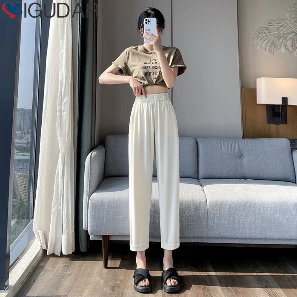 Summer Clothes for Women Thin Pockets Casual Nine Points Trousers Fashionable Loose High Waist Straight Pants Women Clothing
Summer Clothes for Women Thin Pockets Casual Nine Points Trousers Fashionable Loose High Waist Straight Pants Women Clothing