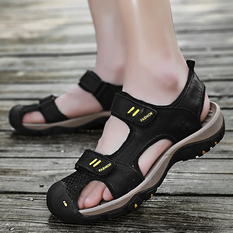 Summer Men Casual Sandals genuine leather Fashion Hollow Out Breathable Shoes Flat Business Soft Sneakers men Sandalias
Summer Men Casual Sandals genuine leather Fashion Hollow Out Breathable Shoes Flat Business Soft Sneakers men Sandalias