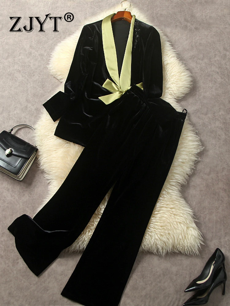 ZJYT Luxury Beading Velvet Jacket and Pant Sets Two Piece Womens Outfits Autumn Winter 2023 Elegant Party Office Trousers Suit
ZJYT Luxury Beading Velvet Jacket and Pant Sets Two Piece Womens Outfits Autumn Winter 2023 Elegant Party Office Trousers Suit