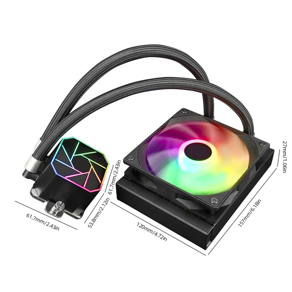 Generic AIO CPU Liquid Cooler AllinOn Cooling System Mute 120mm PWM