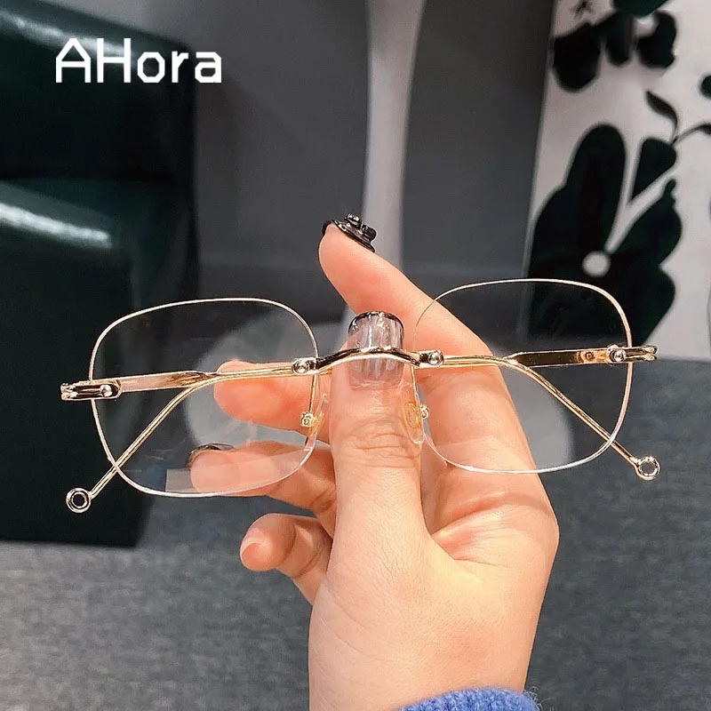 

Ahora Ultralight Rimless Computer Reading Glasses Frames for Men Women +1.0 1.5 2.0 2.5 3.0 Anti Blue Ray Presbyopia Eyeglasses