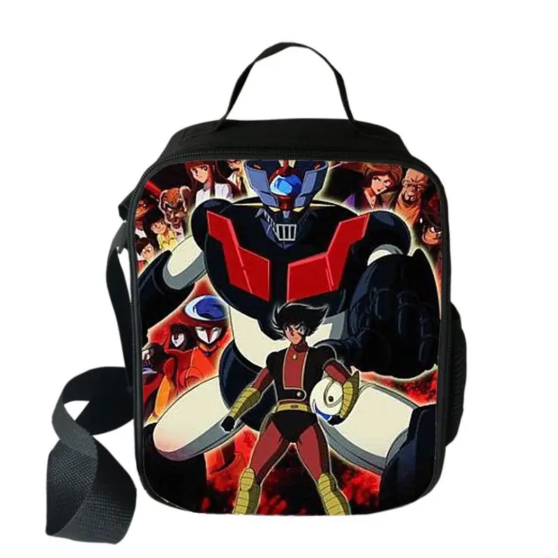 

Cartoon Student Crossbody Mazinger Z Lunchbox Thermal insulation Food Lunch Bag 3D Printed Picnic Insulated Handbags Ice Bags