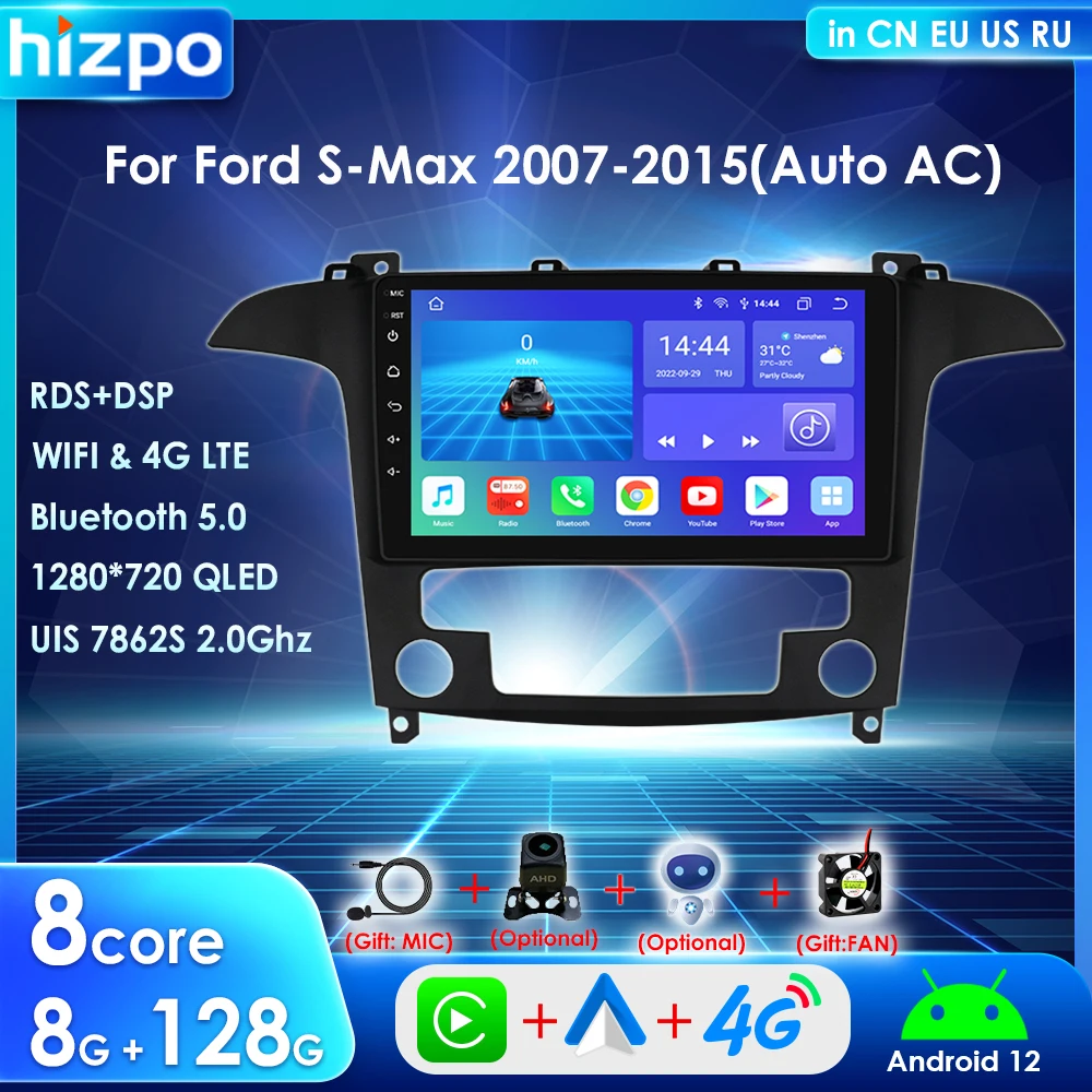 Hizpo Android 12 2 Din автомобильный радиоприемник мультимедийный плеер для Ford S-Max 2007-2015 Авто AC GPS навигатор Carplay экран RDS стерео Bluetooth
Hizpo Android 12 2 Din автомобильный радиоприемник мультимедийный плеер для Ford S-Max 2007-2015 Авто AC GPS навигатор Carplay экран RDS стерео Bluetooth