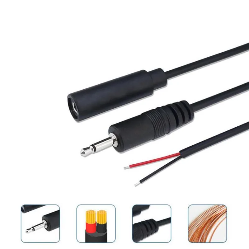 

1 шт./5 шт. 2-контактный 2,5 мм 3,5 мм моно аудио штекер гнездовой кабель 2-проводной штекер удлинитель провод DIY ремонт кабель зарядное устройство 25 см