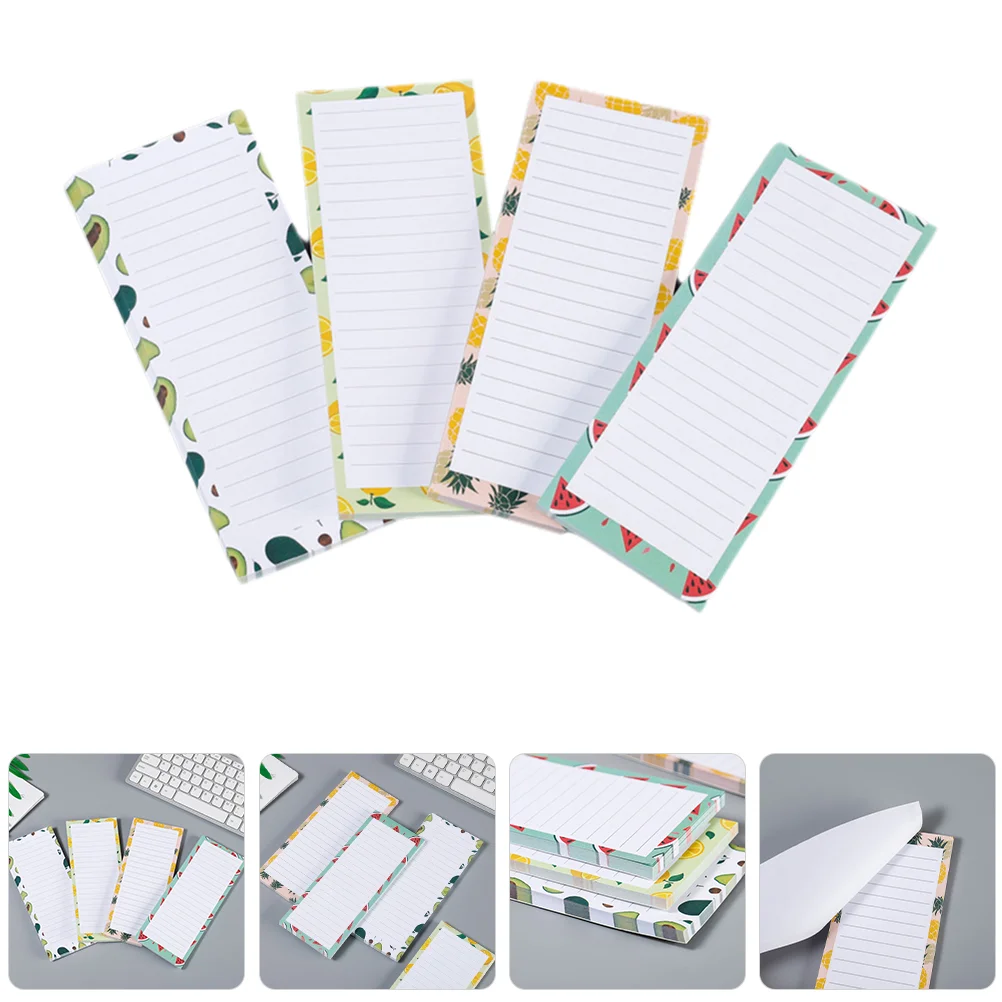 

4 Pcs Refrigerator Magnetic Message Board Shopping List Cute Note Pad Memo Notepad Fridge Pads for The Fridges Office