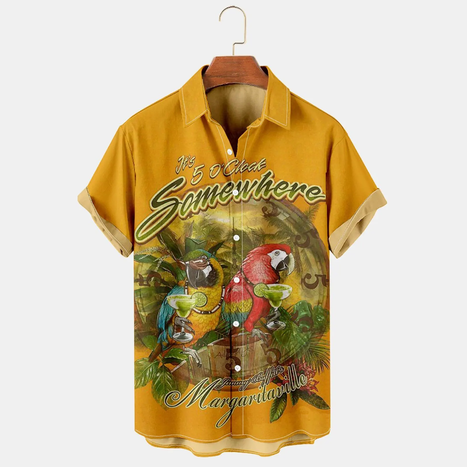 

Men's Casual Hawaiian Wine Glass Print Shirt vacation-shirt A06