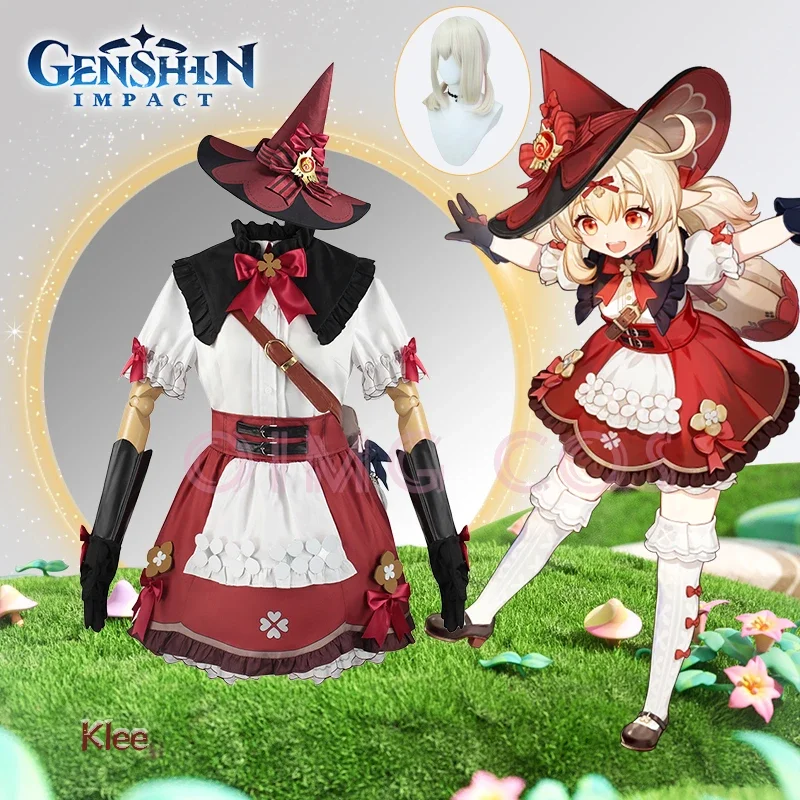 

Genshin Impact Klee Blossoming Starlight Character Outfits Cosplay Costume Uniform Fabric Wig Anime Halloween Costumes for Game