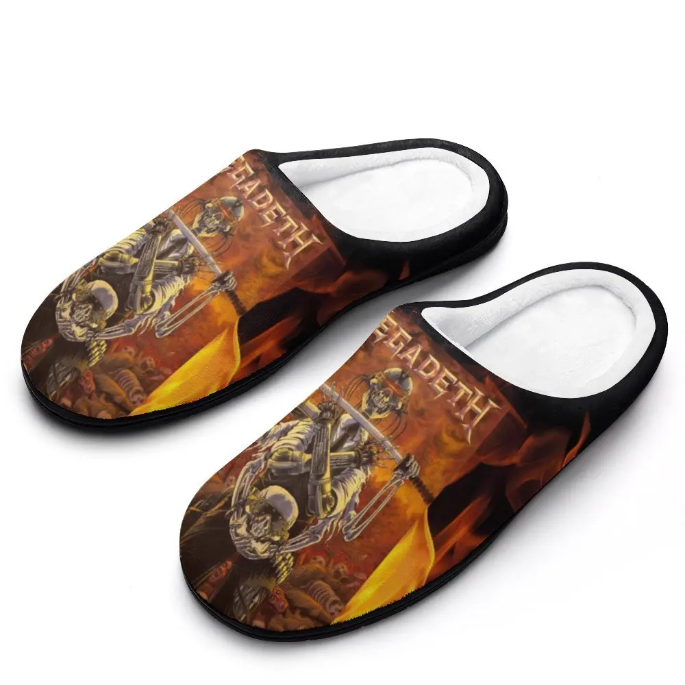 

Megadeths рок-группа хлопковые тапочки для мужчин и женщин изготовленные на заказ дышащие мягкие широкие универсальные домашние туфли