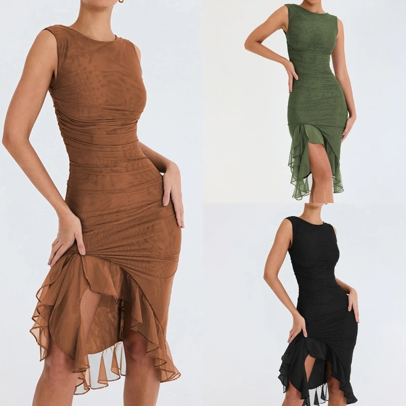Sweet Ruched Bodycon Dress for Women Ruffles-Hem Dress Neck Backless Dress Dropship
Sweet Ruched Bodycon Dress for Women Ruffles-Hem Dress Neck Backless Dress Dropship