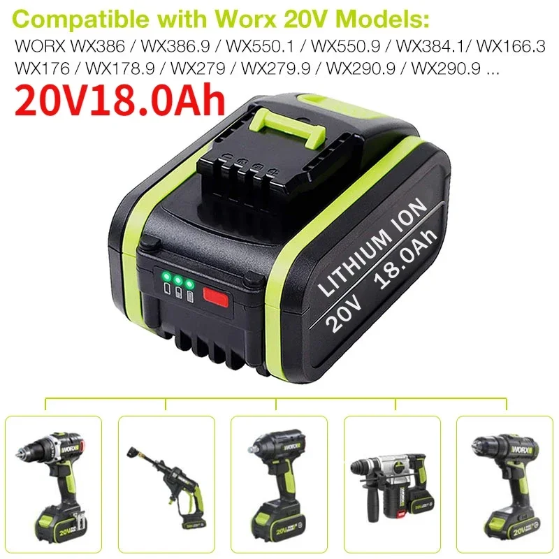 NEW 20V18000mAh Lithium Rechargeable Replacement Battery for Worx Power Tools WA3551 WA3553 WX390 WX176 WX178 WX386 WX678
NEW 20V18000mAh Lithium Rechargeable Replacement Battery for Worx Power Tools WA3551 WA3553 WX390 WX176 WX178 WX386 WX678