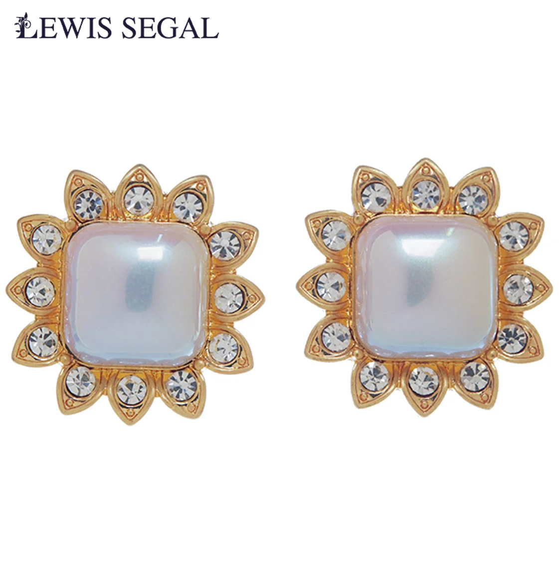 

LEWIS SEGAL Square Pearl Stud Earrings for Women Independent Girl Medieval Style Luxury Vintage Fine Jewelry 18K Gold Plated