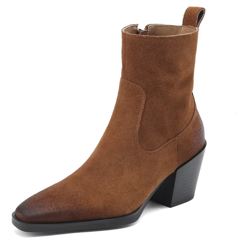 【ENMAYER】Hot 2024 New Square Toe Female Zipper Ankle Boots Square High Heels Shoes Cow Suede Leather Autumn Boots for Women
【ENMAYER】Hot 2024 New Square Toe Female Zipper Ankle Boots Square High Heels Shoes Cow Suede Leather Autumn Boots for Women