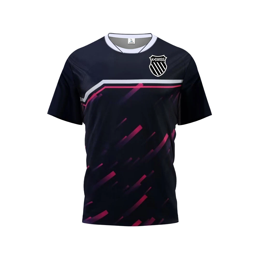 

Fine Patchwork Printed Tennis Wear Geisway Men Breathable Sweat Absorbent Cycling Wear Fitness Short Sleeve Badminton Sportswear