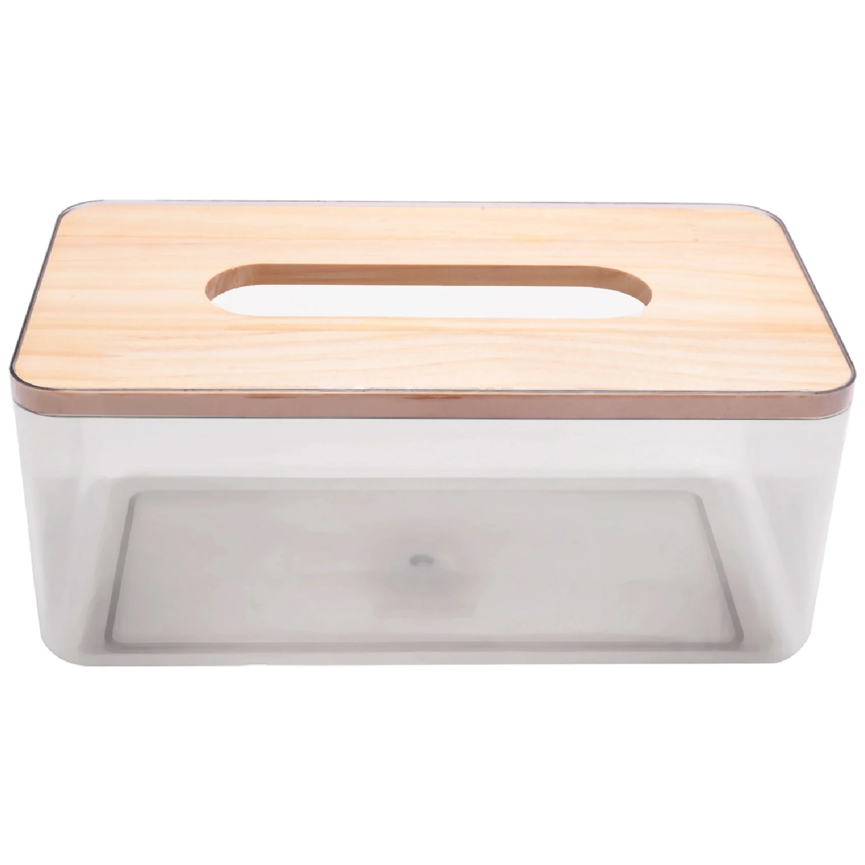 

Minimalist Tissue Box Cover Holder, Modern Transparent Rectangular Bamboo Facial Tissues Dispenser for Bathroom, Bedroom