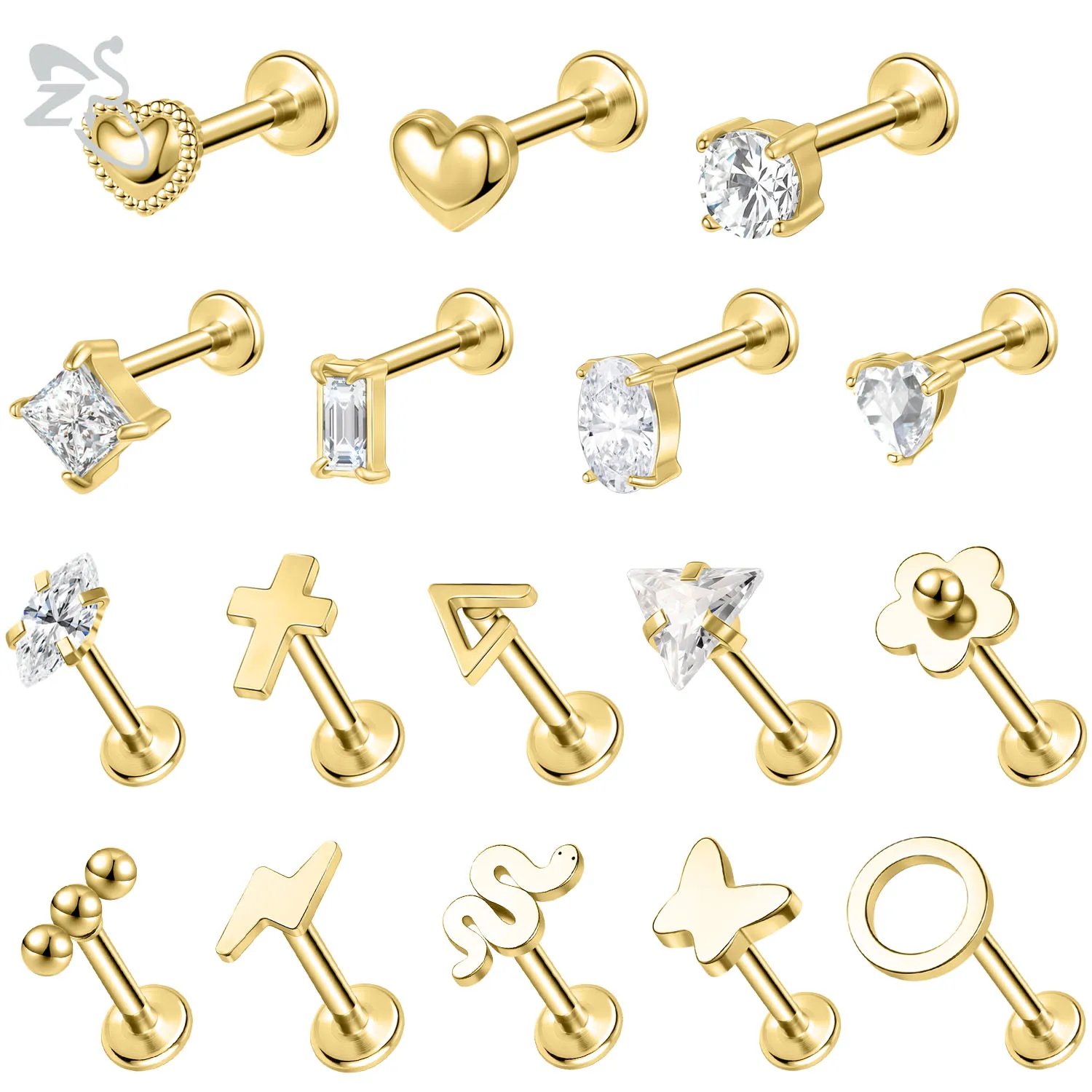 ZS 1PC 16G Stainless Steel Lip Stud Gold Color Zircon Lip Piercings Screw Lip Ring Butterfly Snake Heart Helix Cartilage Earring
ZS 1PC 16G Stainless Steel Lip Stud Gold Color Zircon Lip Piercings Screw Lip Ring Butterfly Snake Heart Helix Cartilage Earring